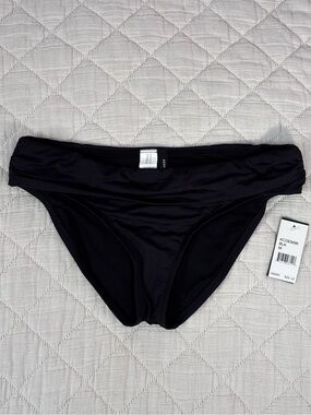 Kenneth Cole Fold Over Waistband Bikini Bottom In Black Sz Medium NWT -